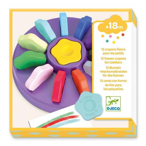 12 Crayones Forma de Flor para Manos Pequeñas (Djeco)