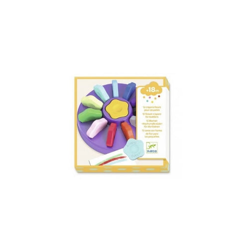 12 Crayones Forma de Flor para Manos Pequeñas (Djeco)