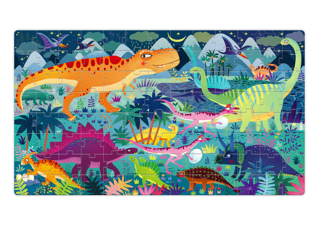 Puzzle 104 piezas maleta dinosaurio